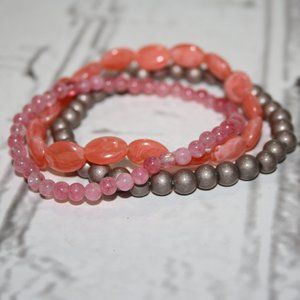 💖✨ Cute Pink Beaded Bracelet Set (7") ✨💖